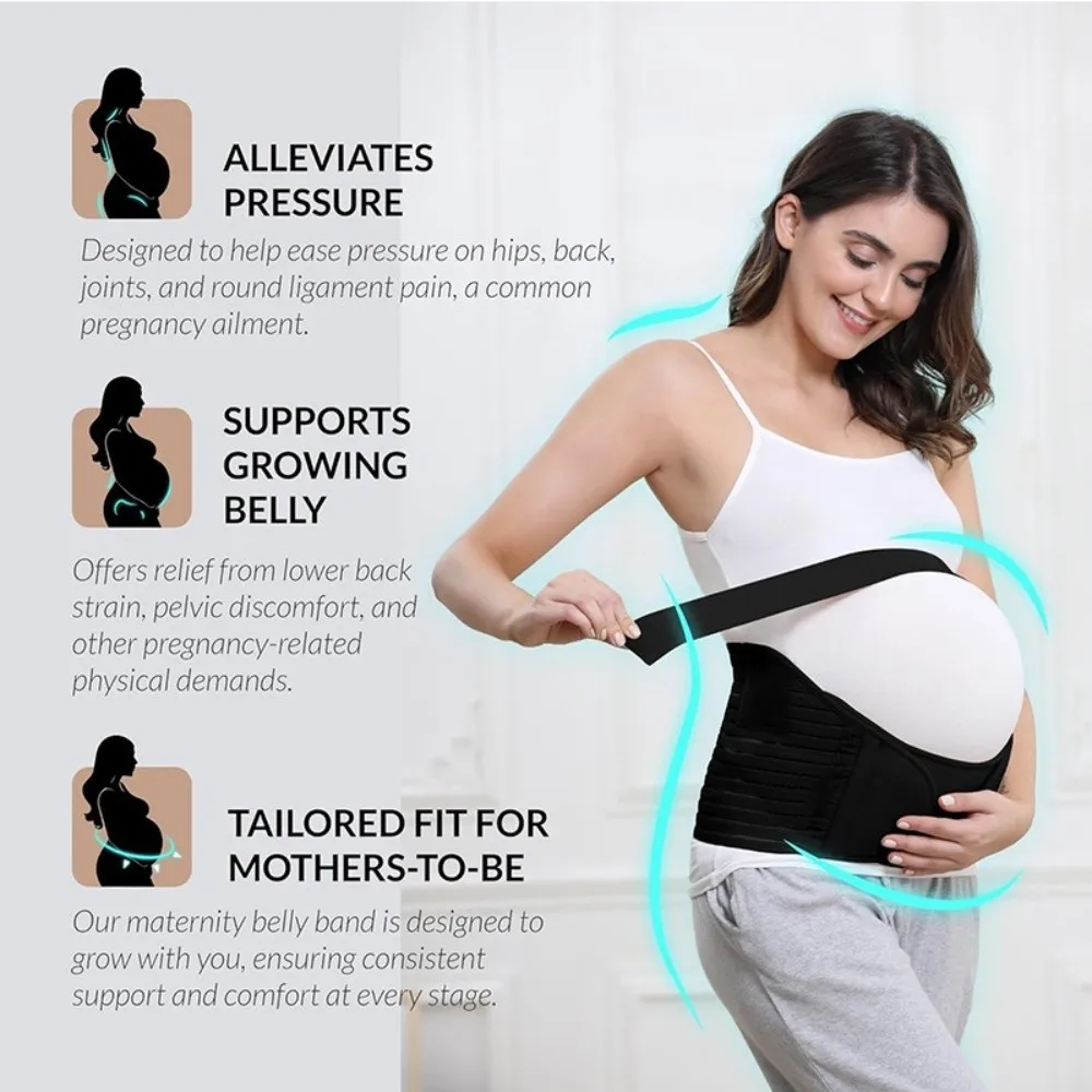 Cinturones ajustables para mujeres embarazadas, banda elástica transpirable para el vientre de maternidad, soporte Abdominal desmontable fácil de usar, Prenatal