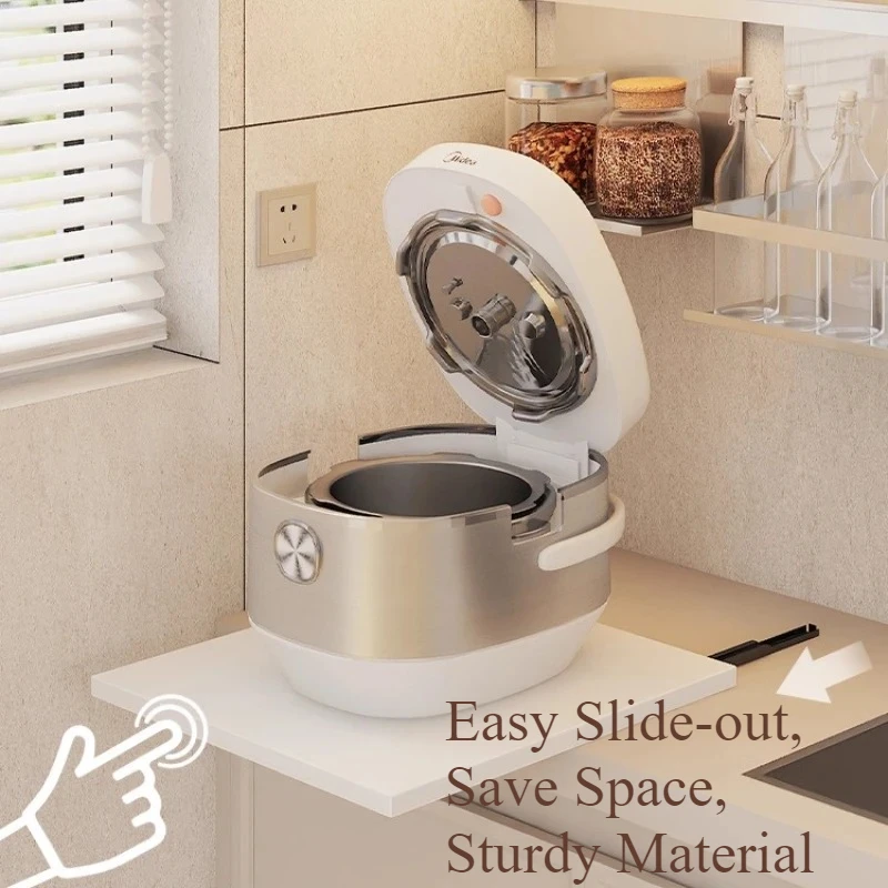 

Space-Saving Easy Slide-Out Cabinet Organizer Tray for Rice Cooker & Microwave Sturdy Mounted Drawer with Easy Install Feature