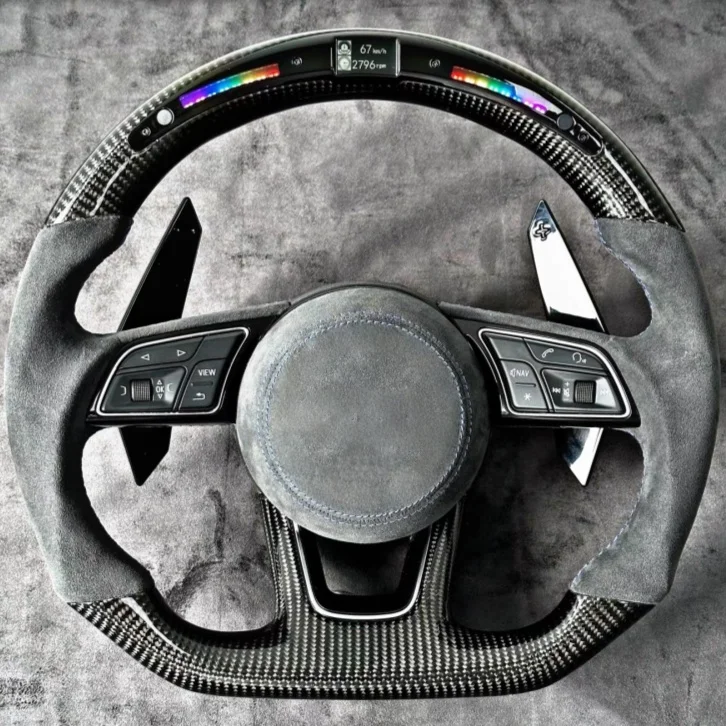 

Factory Direct Audi RS Carbon Fiber Led Alcantara Car Steering Wheel for Audi RS Q8 Q3 RS3 RS4 RS5 RS6 RS7 E-tron GT R8