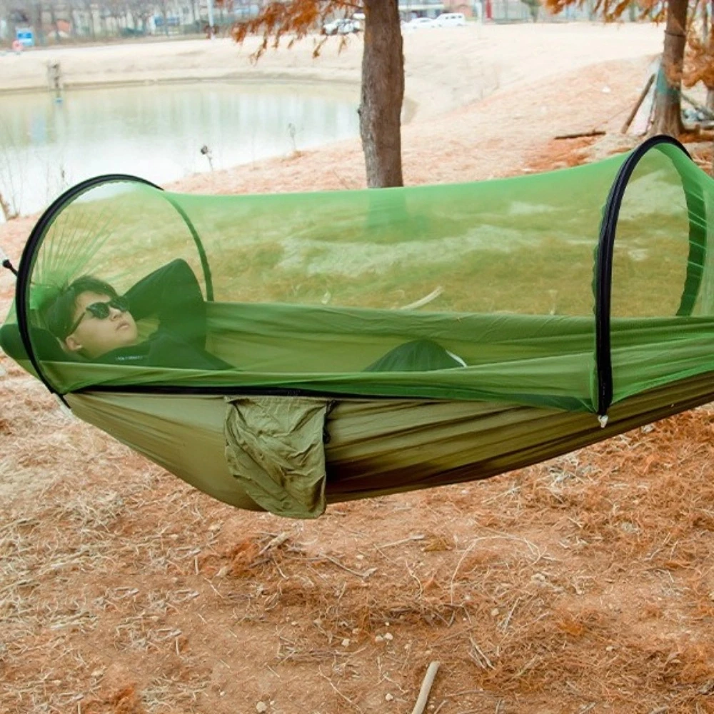 Anti-Mosquito Mosquito Net Hammock Breathable Anti-Rollover Camping Hammock Ultra-Light Nylon Outdoor Hammock Outdoor Activities