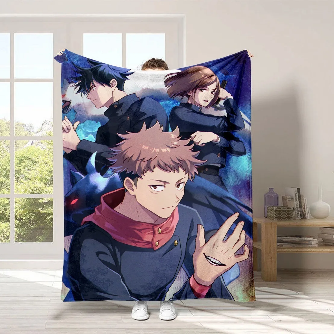 Cartoon Anime Jujutsu Kaisen Throws Blanket,3D Print Jujutsu Kaisen Blankets,Satoru Gojo Blanket for Travel Beding Bed