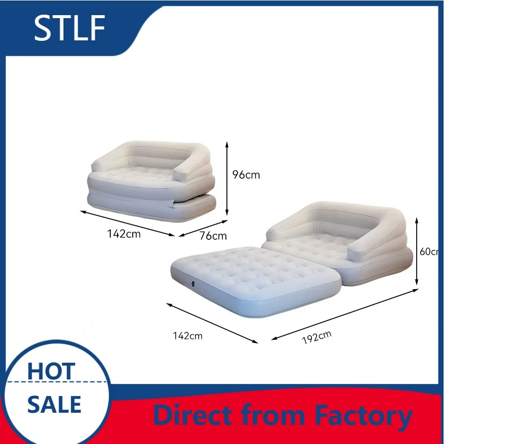 Hot Sell Double Thick Inflatable Sofa Bed, Automatic Fold Portable Air Mattress for Music Festival air pump and storage bags