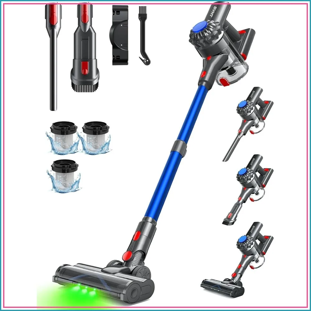 45KPA Cordless Vacuum, 45Mins Runtime, Anti-Tangle Brush, LED Display, for Home & Pet Hair