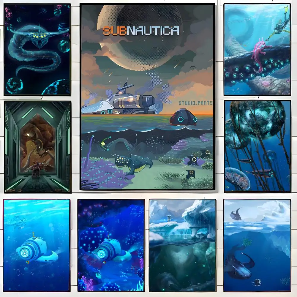 Bioluminescent Aquatic S-Subnautica Underwater Survival Game Poster Wall Art Print Decorative Mural Home Decor Gift Unframed
