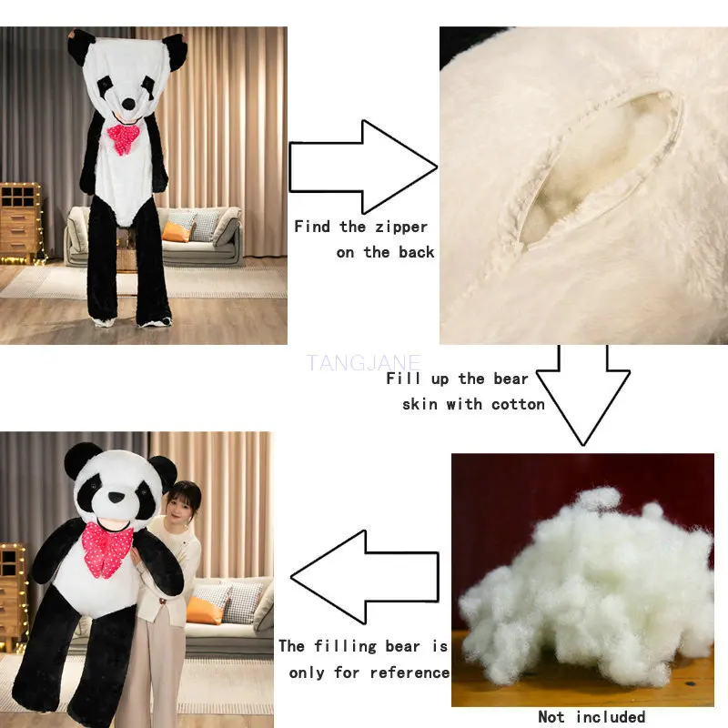 New 100-260cm Giant Size Panda Skin Plush Toys Fluffy Pillow Unstuffed Bear Skins Shell Soft Dolls No Filling