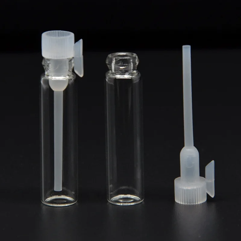 5Pcs 1/2/3ml Empty Glass Perfume Sample Bottles Refillable Containers w/ Rod Cap For Liquid Cosmetics Aromatherapy Essential Oil