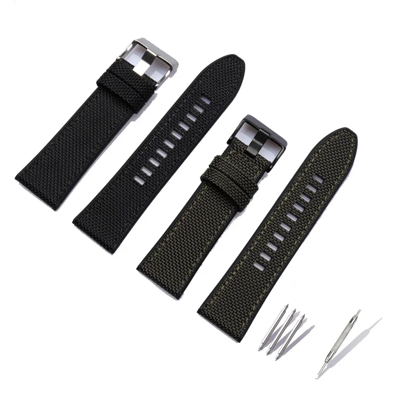 PAM985 High Guality Nylon WatchBand 24MM 26MM 28MM For Panerai Fat Sea Sneak Series Strap Sport Soft Men Accessories Green Black