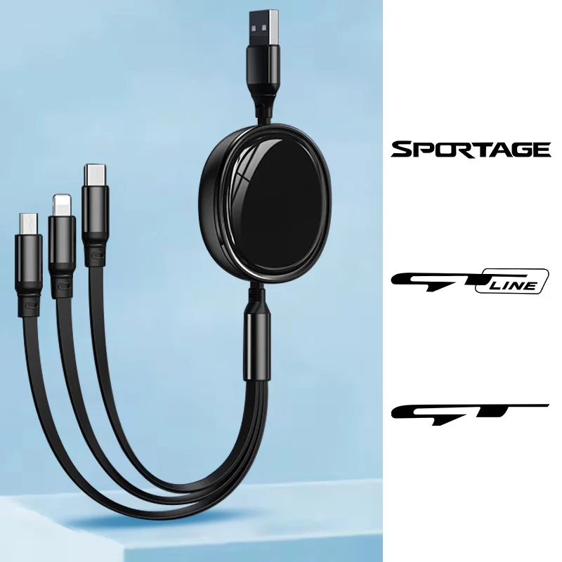 3 في 1 سلك بيانات صغير USB نوع C كابل شاحن سريع لكيا سبورتاج R GT ستينغر سورينتو Ceed سيراتو فورتي نيرو سول تيلورايد