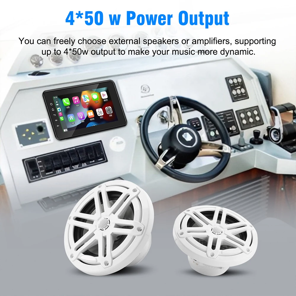 8-calowy odtwarzacz multimedialny do łodzi Bezprzewodowy CarPlay Android Auto IPX6 Wodoodporny Bluetooth FM AM AUX Do łodzi ATV UTV Wózek golfowy