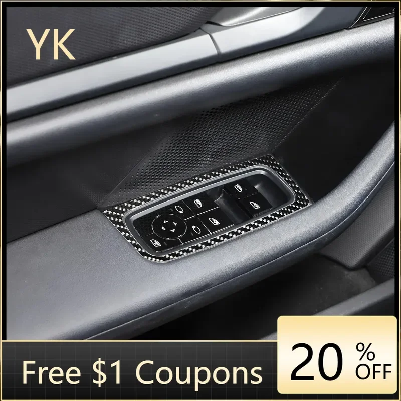 

For Porsche Taycan 2019-2024 Soft Carbon Fiber Car Window Lifting Switch Cover Trim Sticker Interior Car Accessories