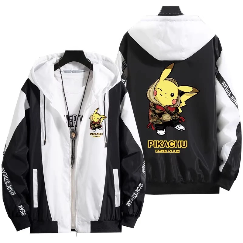 

Куртка Pikachu весна-осень – новая, модная, тонкая, свободная ветровка для подростков и старшеклассников, повседневное пальто