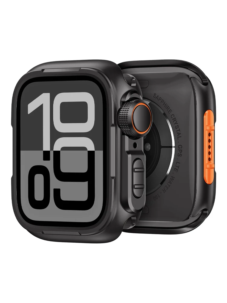 

Металлический чехол для Apple Watch Ultra 49 мм, 11, 10, 9, 8, 7, SE, 46 мм, 45 мм, 44 мм, прочный защитный бампер, металлическая коронка, обновление до Ultra3