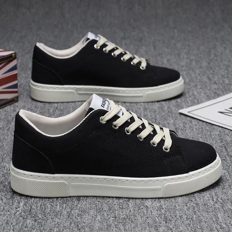 

Men's Black Canvas Trainers Summer Casual Sneakers Breathable Gym Shoes Male Classic Vulcanize Plimsolls Boys