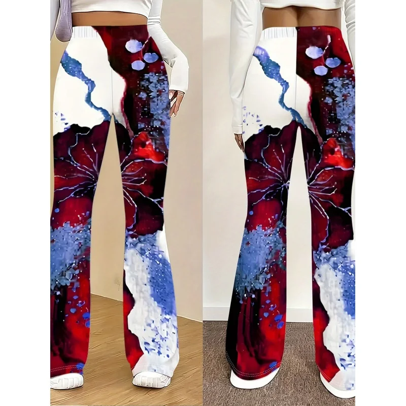 Bohemian-style printed flared pants, suitable for daily casual wear of teenagers aged 7 to 16.