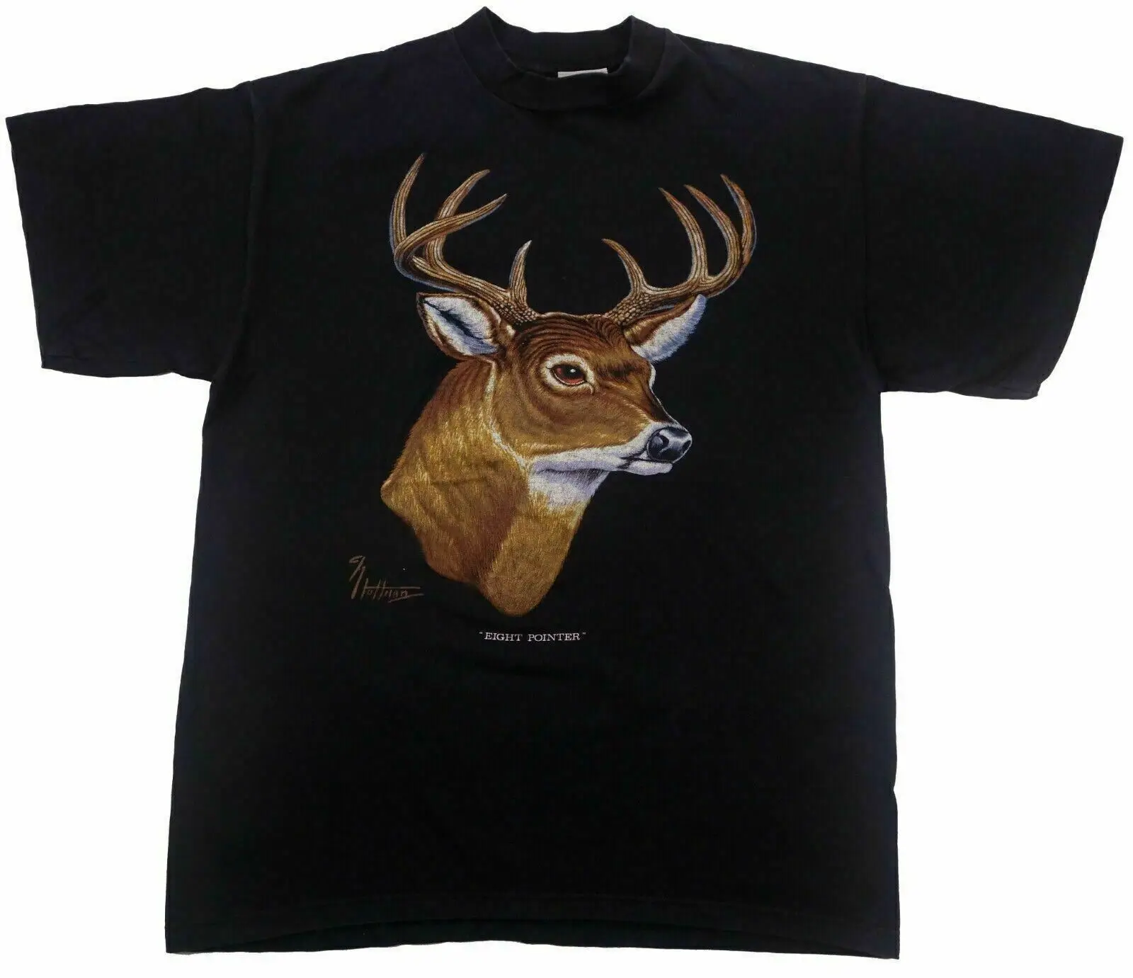 Deer Eight Pointer Buck Vintage T Shirt Hoffman Environmental Artwear L Nature