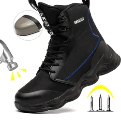 High Top Steel Toe Protective Safety Shoes High Quality Men Boots Work Safety Boots Anti Smash Anti-puncture Work Shoes Men