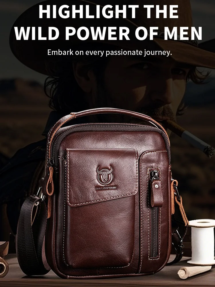 2025 genuine Leather cowhide crossbody Bag for men soft genuine leather vertical men bag for mobile phone single-shoulder bag