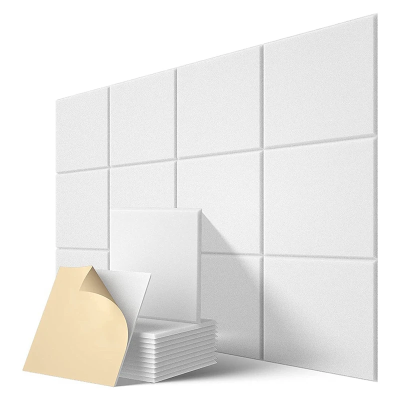 

Self-Adhesive Acoustic Panels 96 Pack,12 X 12 X 0.4 Inch Sound Proof Padding,Sound Absorbing Panel For Home ,White