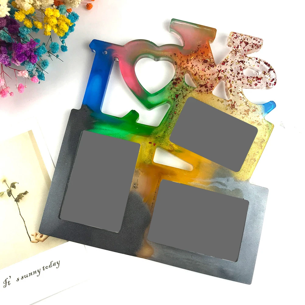 

2 Pcs Heart Shaped Silicone Photo Frame Craft for Mother's Day Decoration Reusable Jewelry Gift Idea for Family Friends