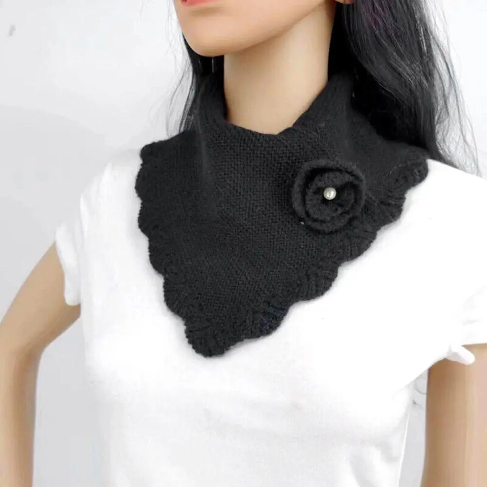 Fashion Autumn Winter Knitted Flower Fake Collar Scarf Women Warm Turtleneck Neck Warmer Detachable Warm Windproof Scarf