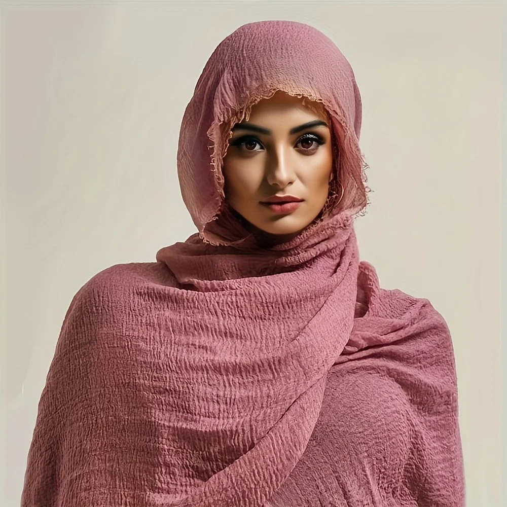 Women Cotton Linen Scarf Shawl Hijab Muslim Long Headscarf Scarves Head Wraps Solid Scarves Female Plain Head Scarf