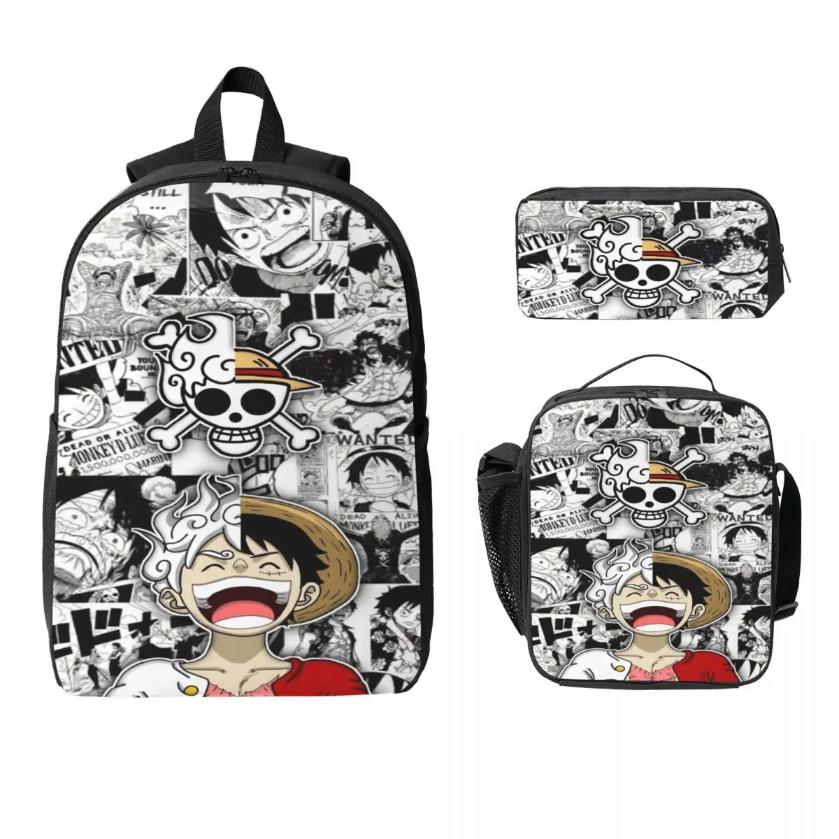 

Рюкзаки Luffy's O-one-pieces для детей: школьный ранец, сумка для обедов и пеналы для мальчиков и девочек, комплект
