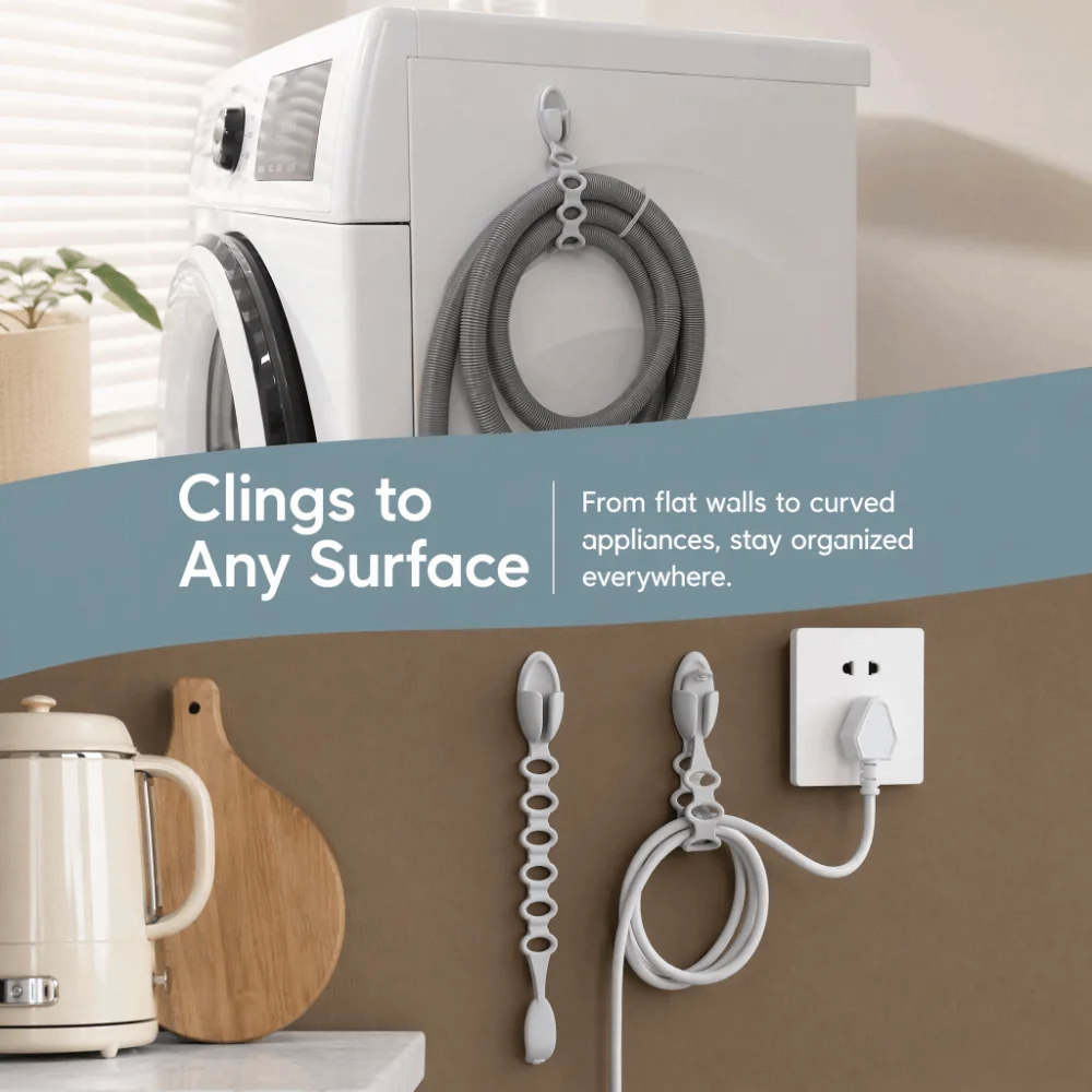 Wall-Mounted Silicone Cable Organizer Space-Saving Traceless Cord Wrapper Elastic Cable Management Cable Wire Organizer