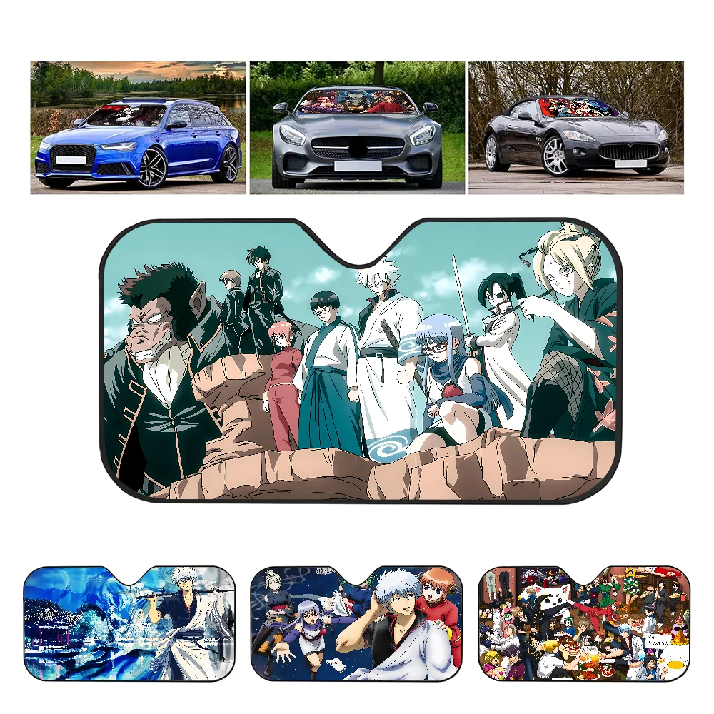 GINTAMA Anime Windshield Sunshade Anime Cute Car Front Windshield 70x130cm Sun Visor Heat Reflector