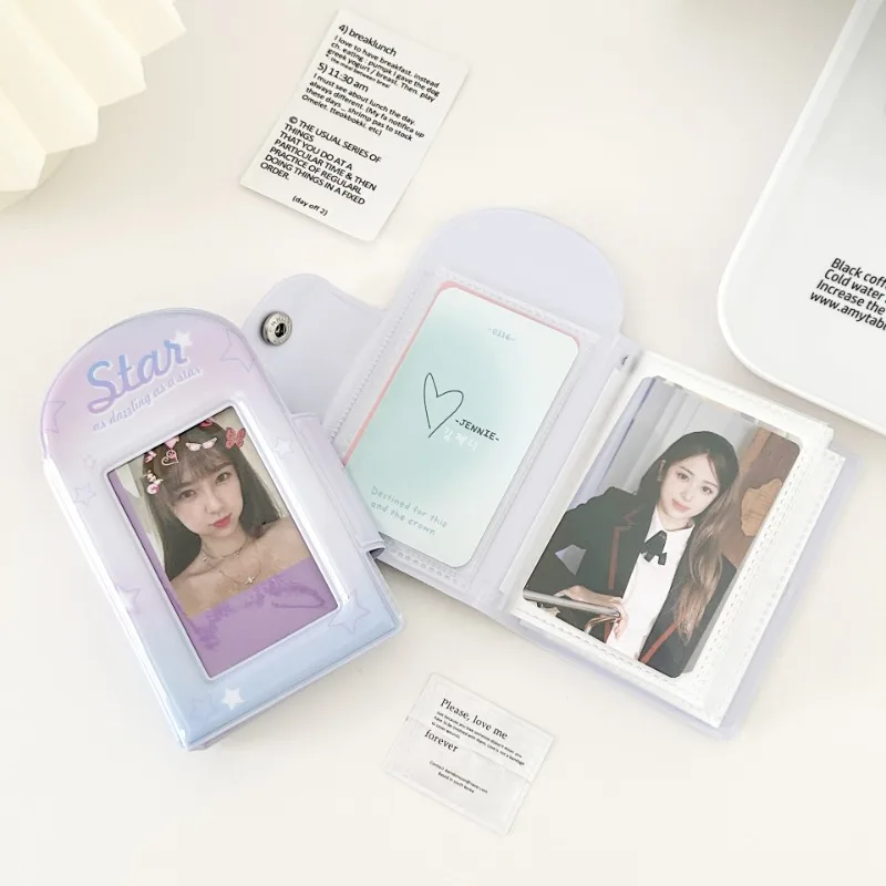 New Popular Y2k Star Gradient Polaroid Card Book Photo Storage Book Three-inch Photo Album Button Small Card Book Bag