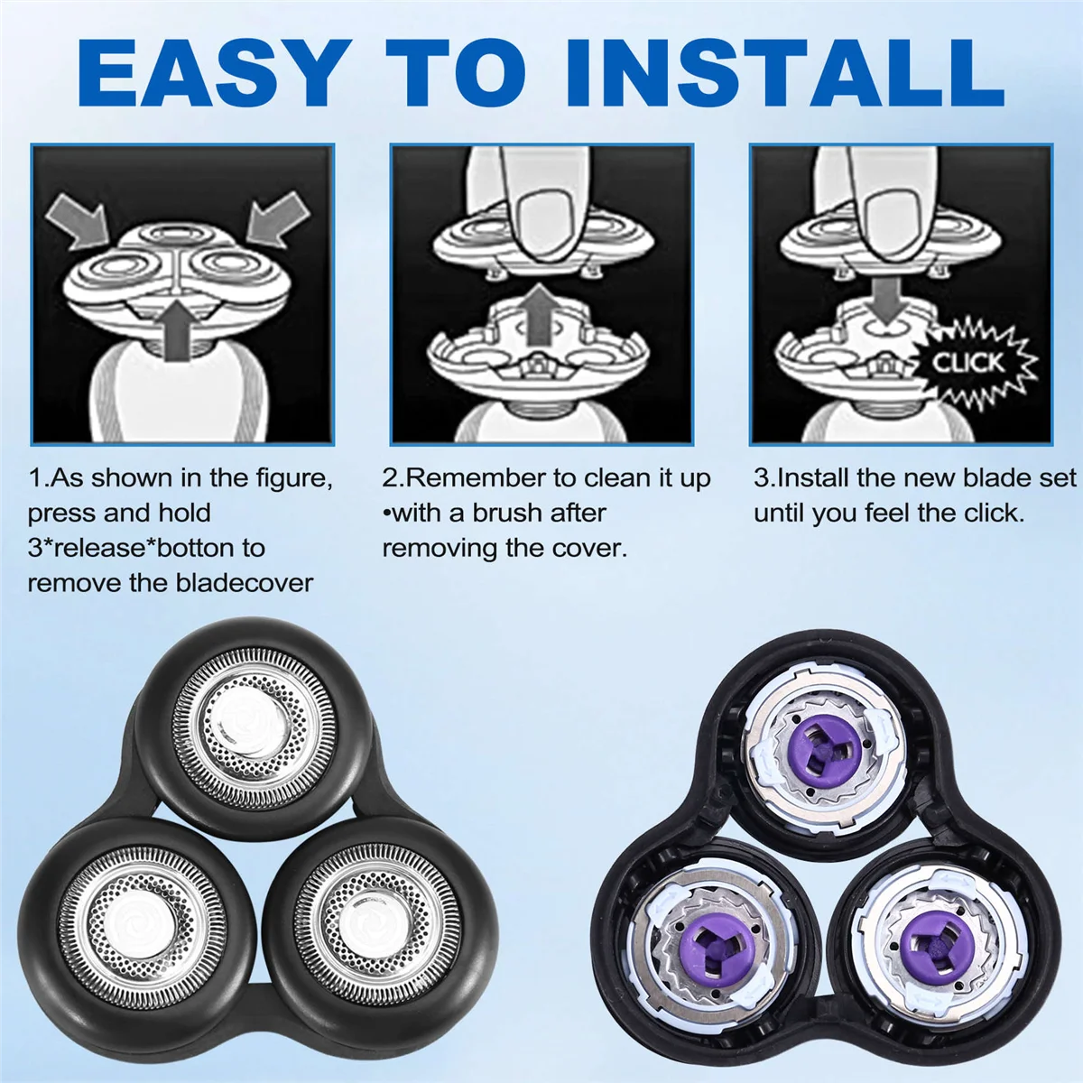 ABKR SH98 Testina di ricambio per rasoio Philips Norelco SP9860 9863 9880 Rasoio Prestige serie 9000 SP9Xxx Nero