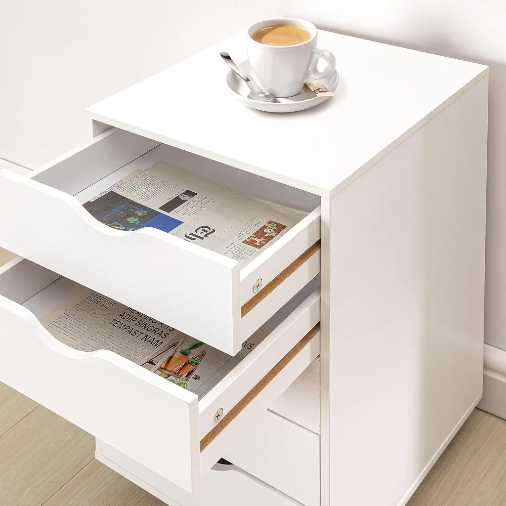 Высокий комод с 5 ящиками и колесами, вместимость 180 фунтов, белый