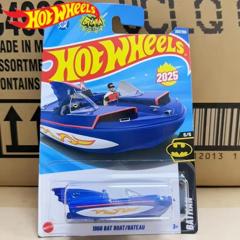 

Оригинальные в наличии Hot Wheels C4982 # 232 1966 Лодка с летучей мышью, синий Бэтмен, 1:64, литая под давлением модель автомобиля, игрушки, чехол 2025 года, M, праздничные подарки для мальчиков