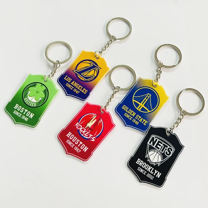 Basketball Club Keychain Kobe Lakers Cavaliers Warriors Basketball Team Keychain Acrylic Pendant Male decor