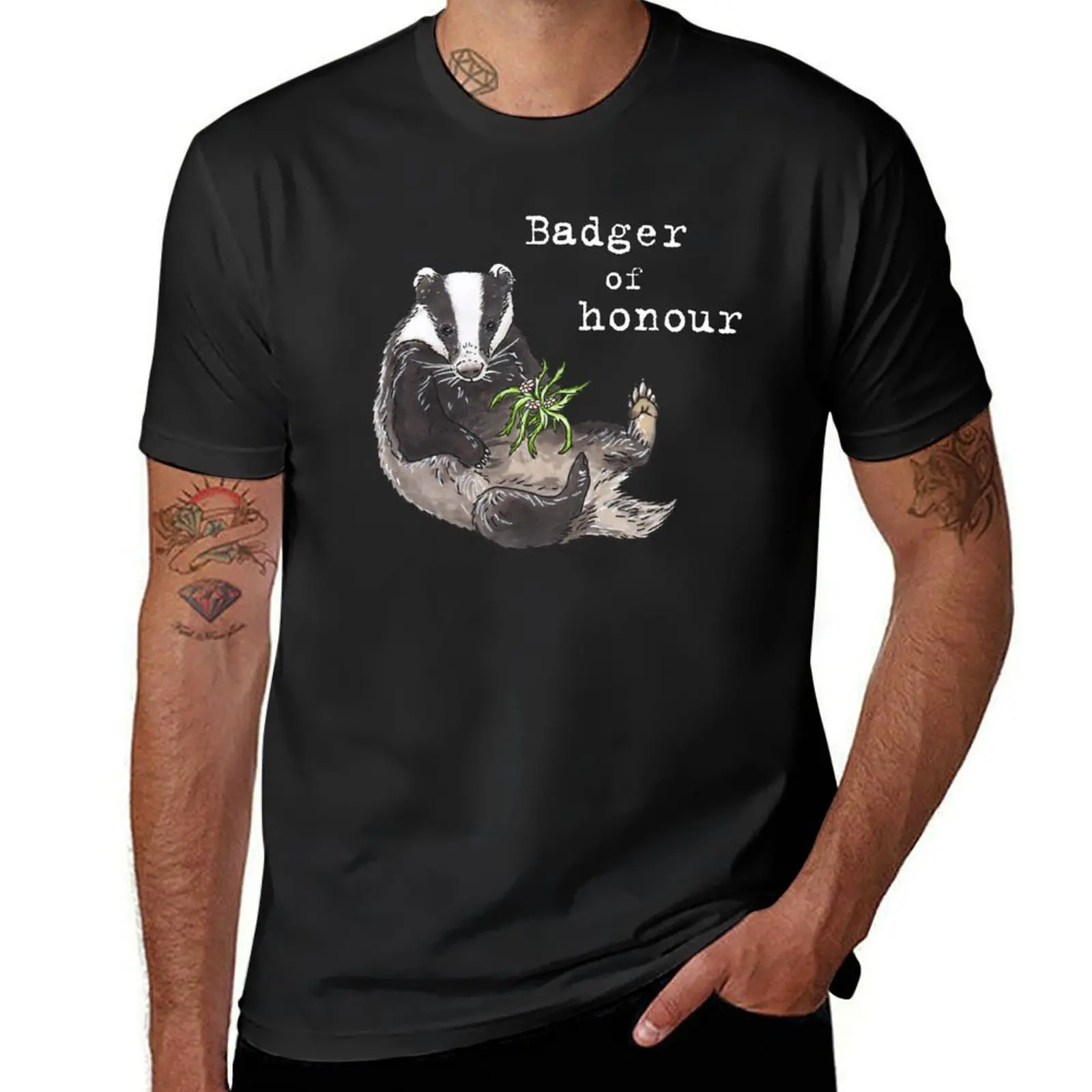 Badger - Animal series T-Shirt hippie clothes summer tops plain white t shirts men