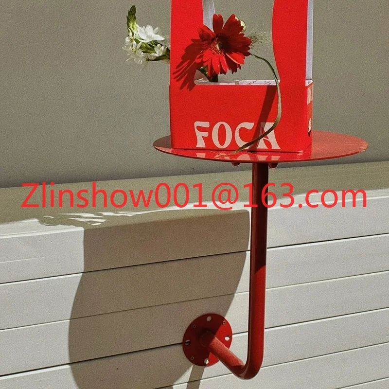 Simple Modern Library Wall-mounted Small Table Red Small Round Table Coffee Shop Wall-mounted Table