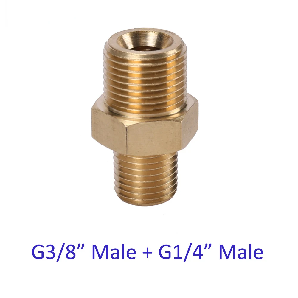 

High Pressure Washer Car Washer Brass Connector Adapter G1/4 Male + G3/8 Male