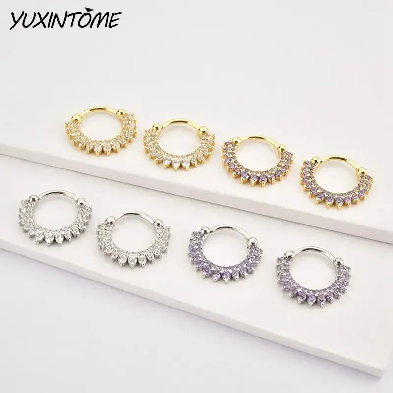 New 925 sterling silver ear Needle Scalloped Hoop earring Crystal Zircon Round Gold Earrings for women Fashion Wedding Jewellery