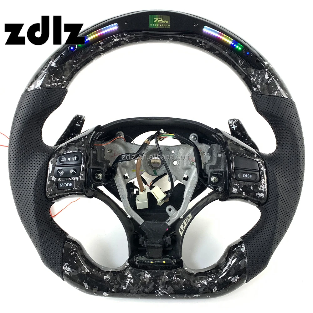 LED Forged Carbon Fiber Steering Wheel with Shift Paddle for  IS IS200 IS300 ISF Car Steering Wheel Can Customized