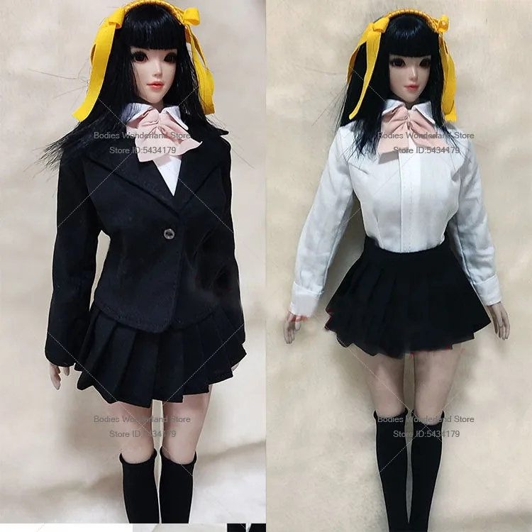 1/6 Scale Female Soldier V-neck Suit Jacket White Tight Shirt Pleated Skirt Model Clothes Set For 12'' TBL PH Action Figure Doll