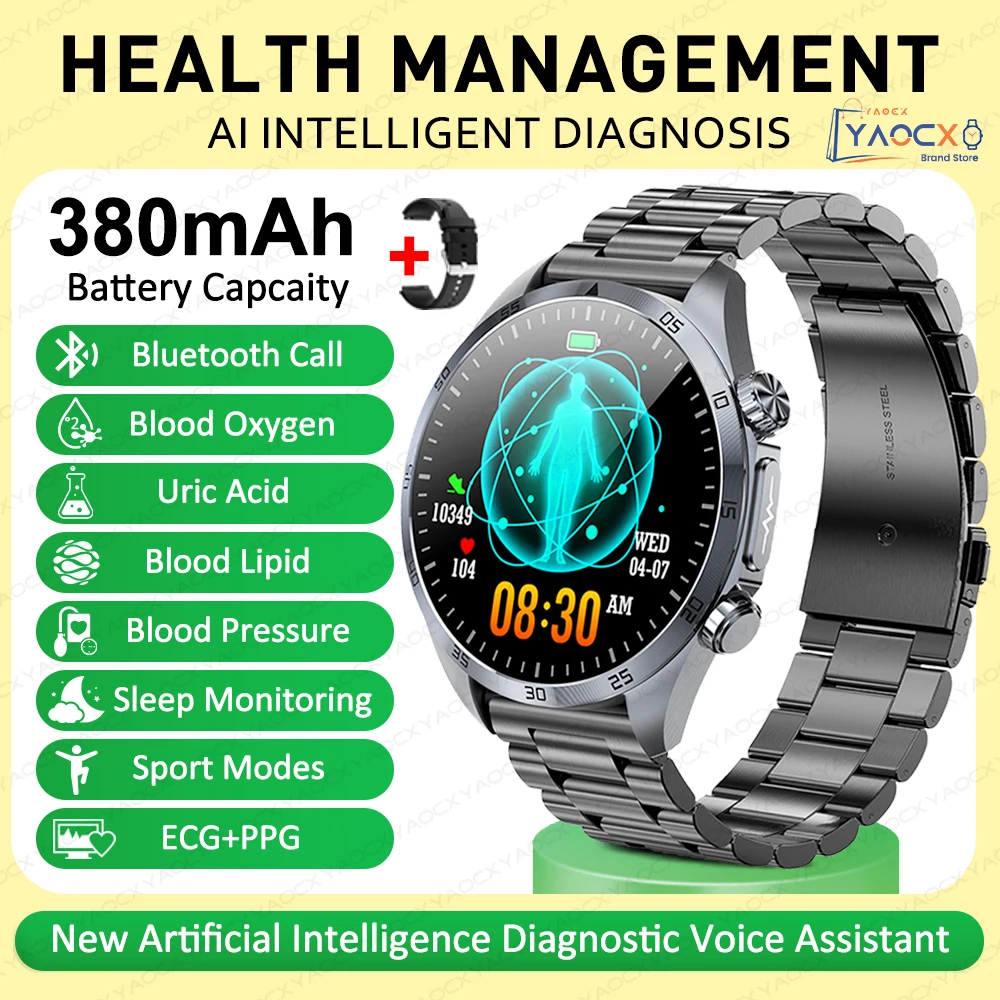 2026 Gloednieuwe upgrade Gezondheidscheck Smartwatch ECG Bloedlipiden Urinezuur Lichaamsvet Sport Waterdichte Smartwatch Voor Mannen en Vrouwen