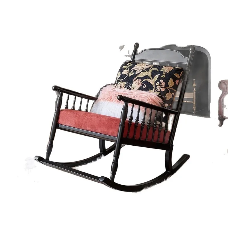 

wood rocking reclining living room home leisure French living room solid wood lunch break rocking