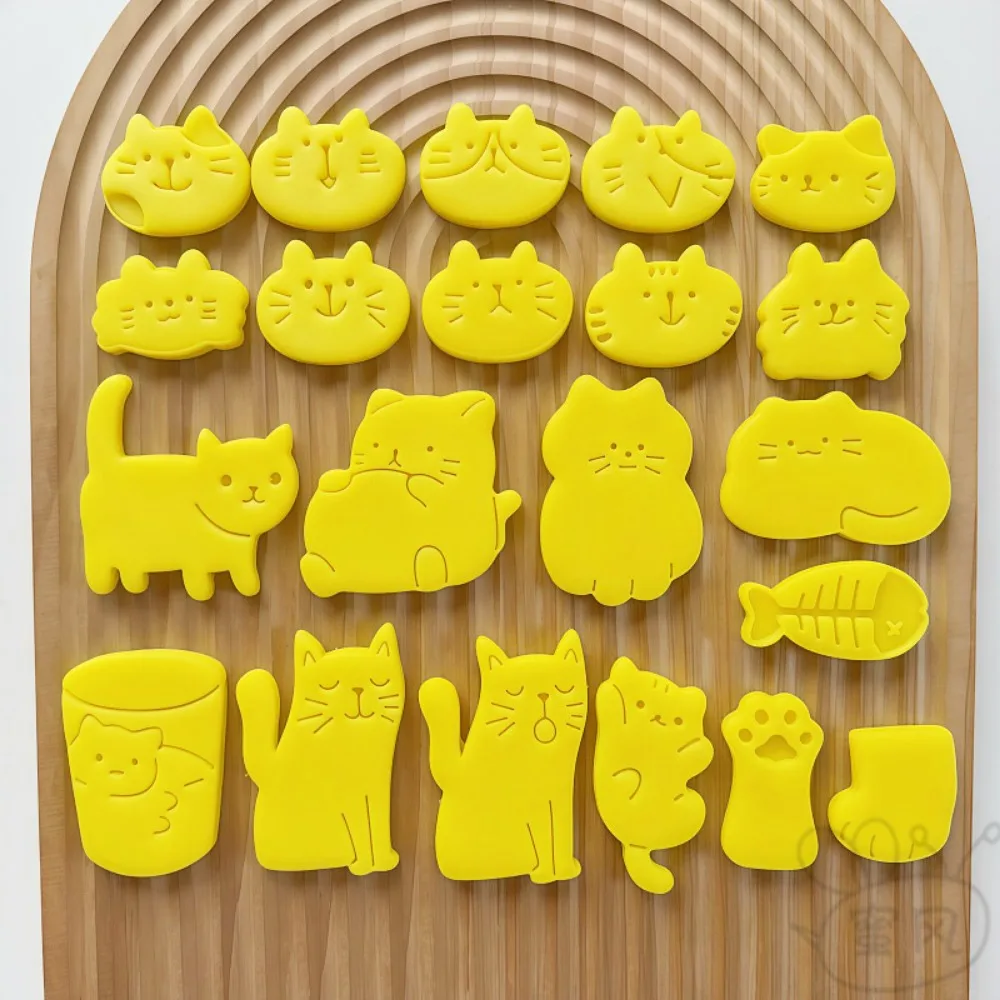 

INS Cute Cartoon Cat Clay Cutter Cookie Mold Fish Cat Claw Stone Plastic Clay Refrigerator Magnet Impression Cutting Mold