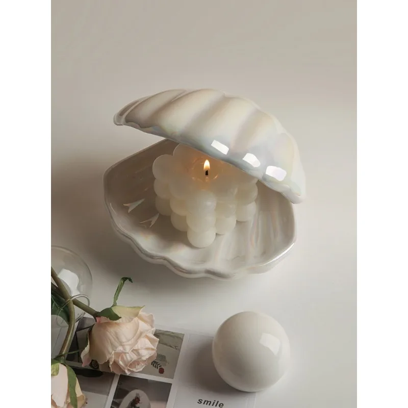 

Nordic Ins Style Dreamy Ceramic Shell Bedroom Sleeping Girl Heart Pearl Romantic Decorative Ornaments