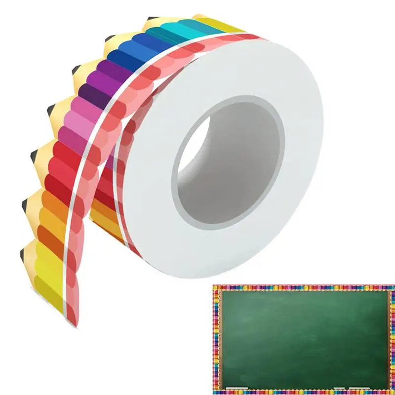 Crayons de garniture de tableau d'affichage, bordure de 65 pieds, décorations de salle d'irritation, bordures en papier, murs de la rentrée scolaire