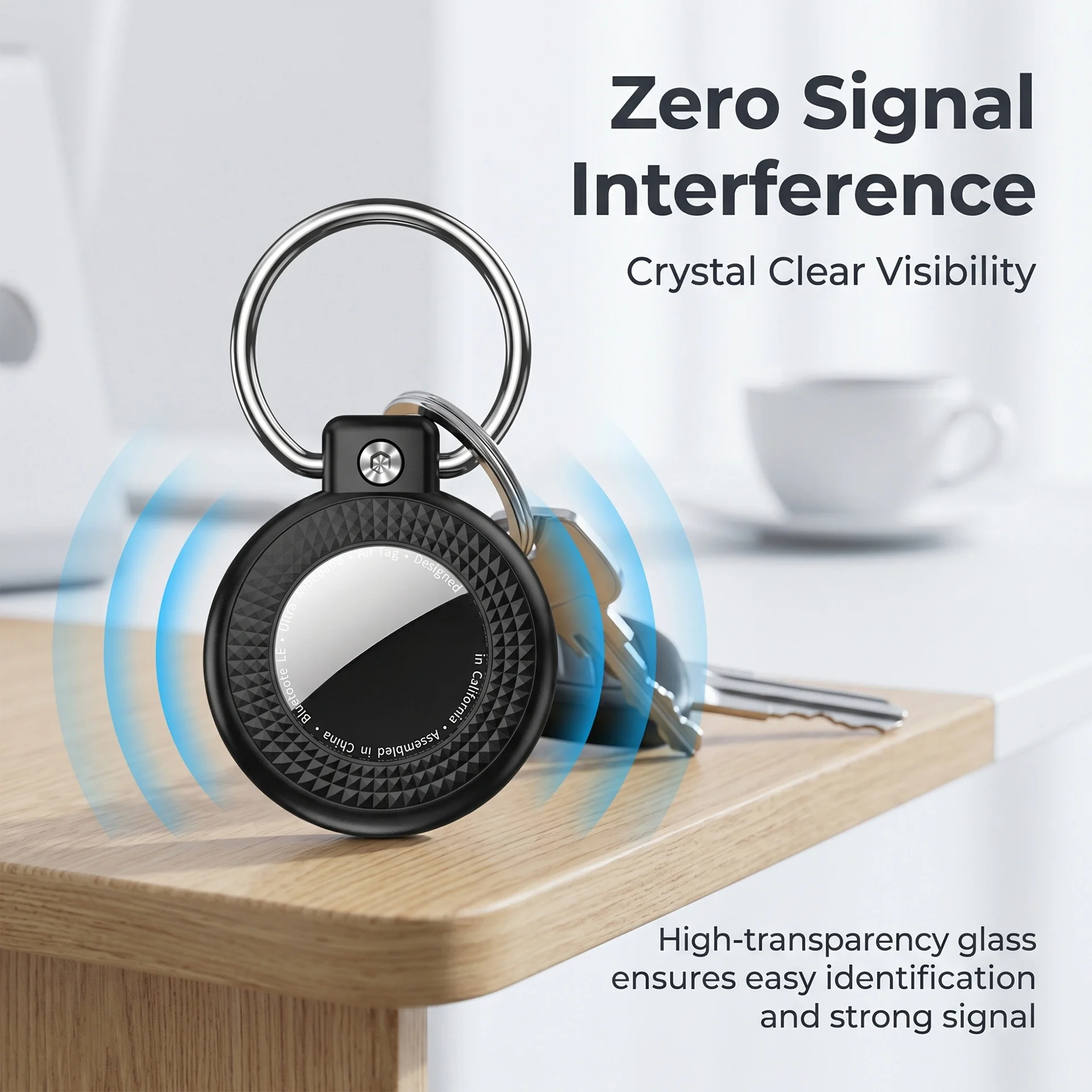 GITFOS Diamond Dual Clear Etui na AirTag 3-w-1 Wodoodporne, Odporne na Wstrząsy i Kurz, z Breloczkiem do Apple AirTag 1/2 Tracker, do Bagażu, Zwierząt — zdjęcie produktu 5