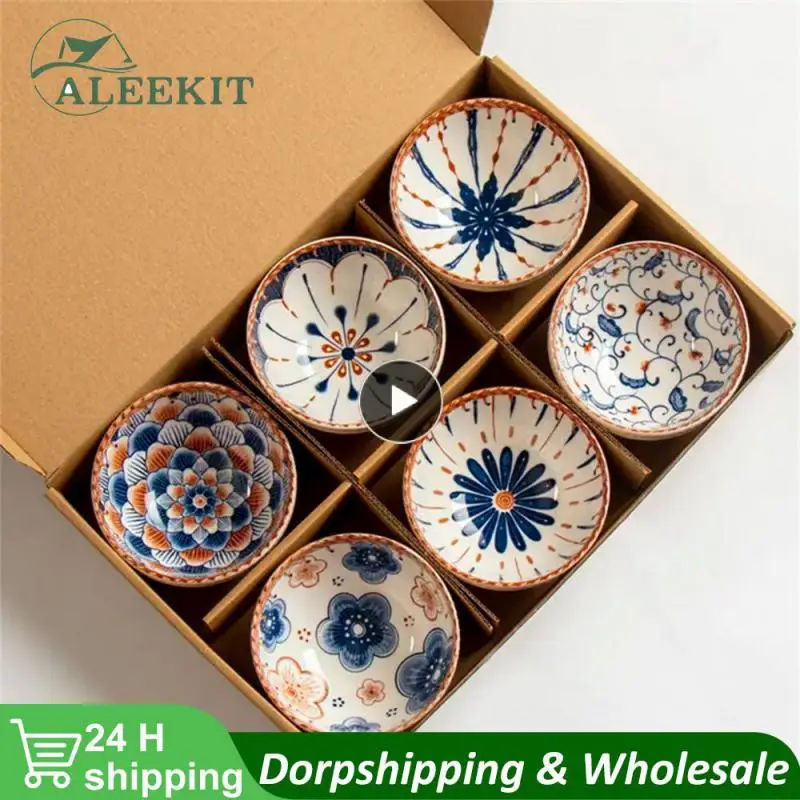 Luxury Baby Adult Dish Ceramic Japanese Style Cute Tableware Set Underglaze Color Process Fruit Food Feeding Bowl Gift Creative