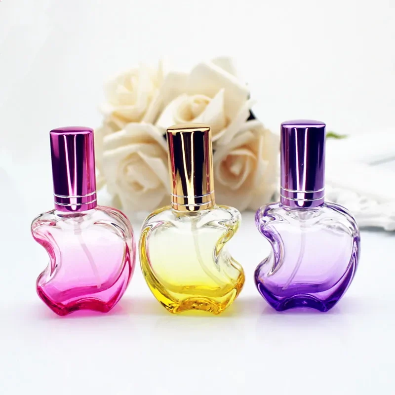 1pc 12ml Colorful Apple Shaped Empty Glass Perfume Bottle Small Sample Portable Parfume Refillable Scent Sprayer Bottle