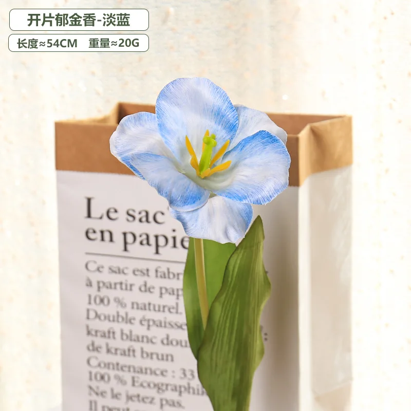 5 قطعة 54 سنتيمتر الوجه توليب التدرج متعدد الألوان زهرة اصطناعية الزفاف الديكور التصوير الدعائم قماش حريري اصطناعي ورد صناعي #4