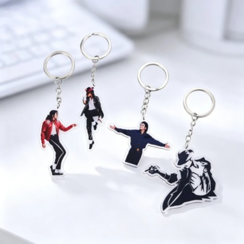 Heiß begehrter Michael Jackson Acryl-Schlüsselanhänger als Geschenk, Schulranzenanhänger, Schlüsselanhänger-Ornament für Studenten