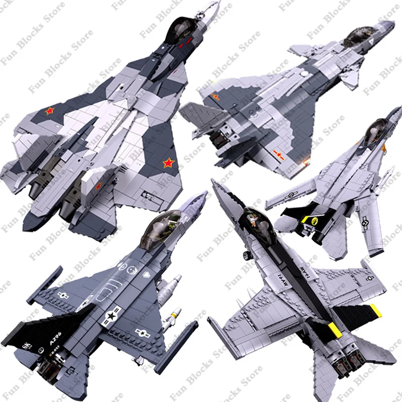 Sluban-Blocos de Construção de Avião para Crianças, Tijolos De Brinquedo, Modelo Militar, MF-24, Kamov, Ka-52, F-18, F-14, Aviões WW2, Presente